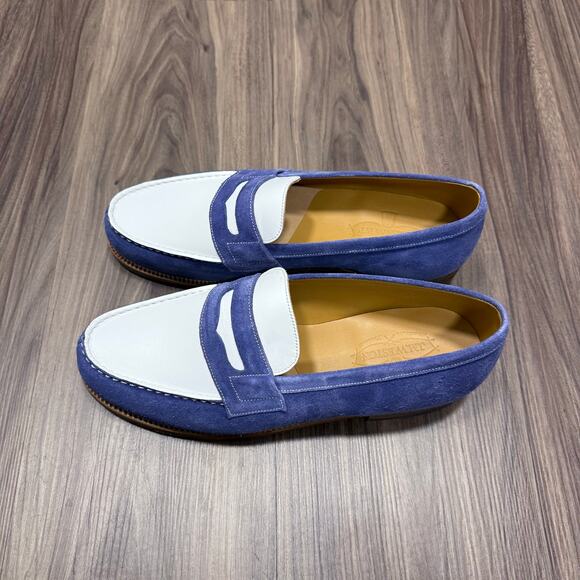 NIB J.M. Weston 180 Blue & White Penny Loafers Size 9US / 8UK main image 7